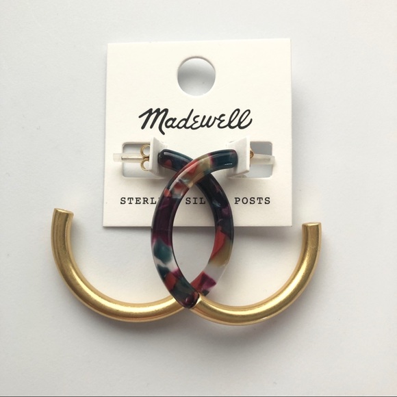 🎉SOLD🎉Madewell 41mm Half Acetate Hoop Earrings - Picture 3 of 3